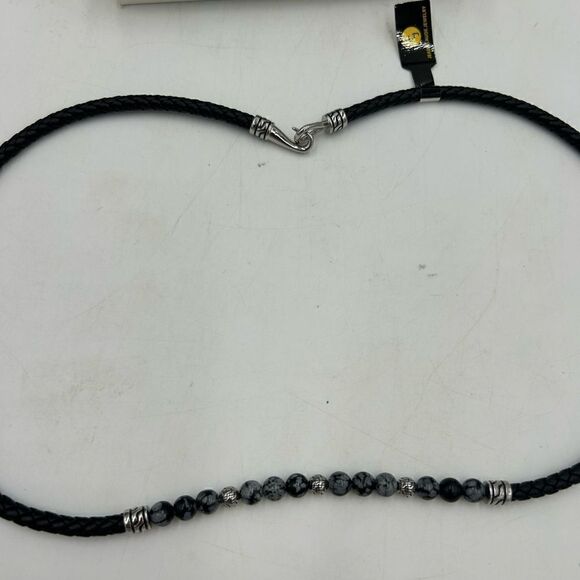 Adjustable Freshwater Pearl Leather Necklace | Klara Haloho Unisex Jean-Claude, Pearl, embellished leather necklace